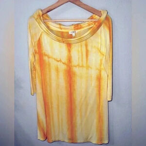 *SOLD* Yellow Tie Dye Umgee Cowl Neck Tunic Size Small